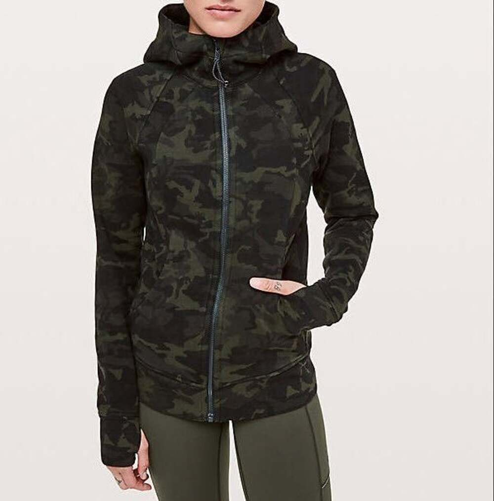 Lululemon Scuba Hoodie Full Zip Jacket Green Incognito Camo Multi Gator Green.